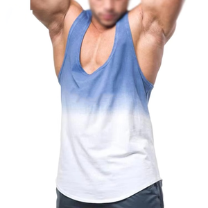 Cotton <b>polyester</b> Grey Custom Knitted Summer Casual Gym Wear Discharge Printing Men Tank Top Hot Sale High Quality Fitness - Product Image 5