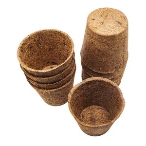 Pot de démarrage pour semis en fibre de coco de haute qualité, écologique, naturel, avec trous de drainage carrés, pour l'extérieur - Product Image 1