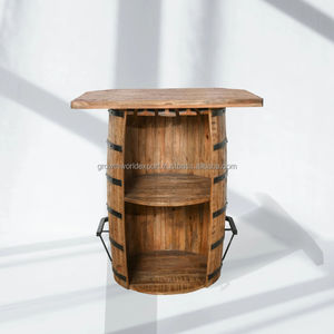 Meuble bar en bois de manguier moderne avec étagères ouvertes pour le rangement de bar à domicile et l'utilisation hôtelière, Nouveauté 2026 - Product Image 6