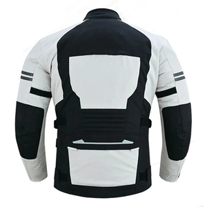 เสื้อแจ็คเก็ตมอเตอร์ไซค์แขนยาวกันลมสำหรับผู้ชาย สีดำขาวตัดกัน ใส่ได้ทุกฤดู ผลิตจากผ้า รุ่นปี 2026 - Product Image 2