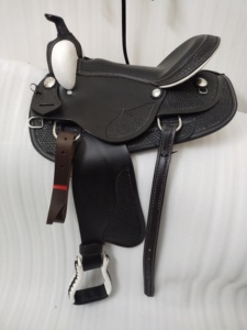 Silla de Montar Occidental de Cuero Suave ADEEFA, Diseño Popular para Carreras de Caballos, Tamaños 12"-18", Hecha a Mano, Negra, Precio al por Mayor - Product Image 3