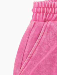 <b>Men's</b> Pink Acid Wash Wide Leg Pants Streetwear Embroidered Cross Sweatpants Elastic Waist Drawstring <b>Baggy</b> <b>Trousers</b> - Product Image 3