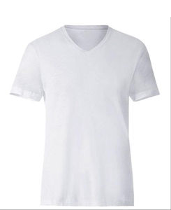 Nueva Camiseta de Cuello en V Personalizada al por Mayor para Hombre, 100% Algodón, Color Sólido, Transpirable, de Secado Rápido, Manga Corta, Alta Calidad - Product Image 6