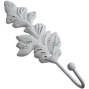 Leaf Design with Antique White Color Stylish Wall Hooks And Hanger Decorative For Hanging Clothes Coat Hat And Key Design Hook