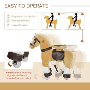 Caballo de Juguete Marrón para Montar, para Niños de 3 a 8 Años, Suave y Abrazable, con Ruedas Fáciles de Mover, Duradero, Juego Interactivo - Product Image 4