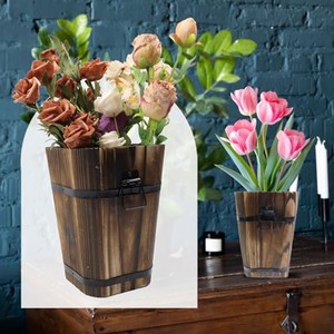 Vases et pots à fleurs décoratifs rustiques en bois d'acacia, écologiques, faits à la main, OEM, sur mesure, vente en gros |   Aqudus Saleem Inde - Product Image 5