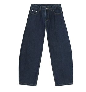 Jeans Casuales de Pierna Ancha para Hombre y Mujer, Estilo Machete Tridimensional, Lavados, Rectos, 100% Algodón, Denim Medio, Holgados - Product Image 1