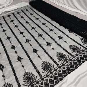 Proveedor Mayorista de Tela de Seda Bordada con Cuentas, Fabricante de Tela de Seda con Trabajo de Bordado en India, Tela de Seda Bordada con Cuentas - Product Image 1