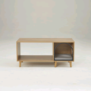Mesa de Centro Moderna de Lujo Ligero en Madera Maciza 2 en 1 con Cueva para Mascotas, Entrada en Arco y Ventana Lateral para Sala de Estar/Apartamento - Product Image 5