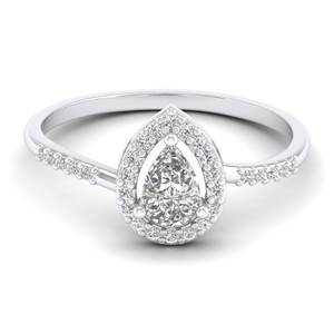 Anillo de Halo de Moissanita con Corte de Pera de 0.62 Quilates en Oro Sólido de 14K Personalizado REYES, Anillos de Compromiso y Boda Hechos a Mano para Mujer - Product Image 5