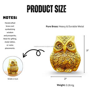 Estatua de Búho Art Deco de Latón Sólido Dorado Vintage, Hecha a Mano, Duradera, Impermeable, Personalizable, Figura Decorativa para el Hogar, Oficina o Escritorio - Product Image 2