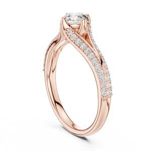 Bague de fiançailles en or rose avec diamant, pour femme, diamant rond brillant cultivé en laboratoire, certifié IGI, style classique, bijoux - Product Image 6