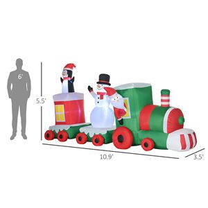 Treno di Natale Gonfiabile a LED di 3,35 Metri con Babbo Natale, Pupazzo di Neve e Pinguino per Decorazioni da Giardino - Product Image 3
