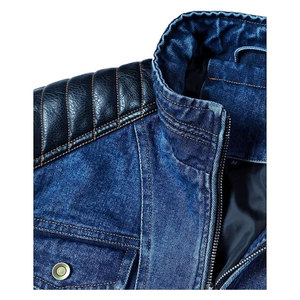 แจ็คเก็ตยีนส์วินเทจผู้ชาย แจ็คเก็ตยีนส์ทรงคลาสสิค แต่งหนังแบบ Patchwork ดีไซน์หลายกระเป๋า สไตล์ลำลองย้อนยุค ทนทาน - Product Image 6