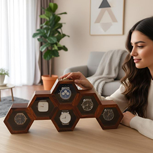 Caja de Madera para Exhibir Relojes, Caja de Madera para Relojes con Tapa de Cristal para Colección en Casa, por AYAANS - Product Image 3