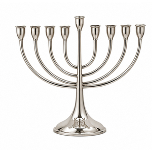 Ménorah de Hanouka en aluminium poli sur mesure, 9 branches, plaqué argent, chandelier en métal pour la vente en gros d'articles de Judaica - Product Image 1