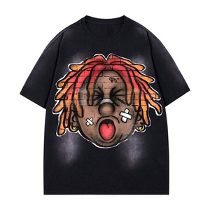 ราคาขายส่ง เสื้อยืดเจอร์ซีย์ผ้าฝ้าย 100% สวมใส่สบาย สไตล์สตรีทแวร์ พิมพ์ลายกราฟิกทรงบ็อกซี่ ล้างสีแบบแอซิดวอช เสื้อยืดผู้ชาย AI-TS-41 - Product Image 1