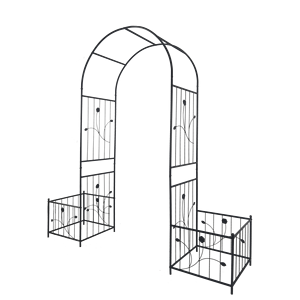 Arco da Giardino in Metallo Nero 79.5 L x 86.6 H con Due Supporti per Piante Rampicanti, Traliccio/Portico per Rose da Esterno - Product Image 1
