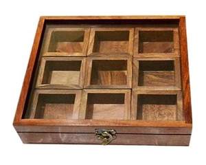 Boîte à épices en bois d'acacia Boîte de rangement de cuisine - Product Image 2