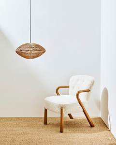 Pantalla de Lámpara Ovalada de Ratán, Forma de OVNI, Tejida a Mano, para Colgar del Techo, Decoración Japonesa - Product Image 5