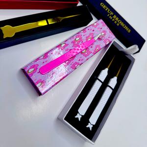 แหนบต่อขนตาปลายโค้ง/ปลายเรียบ/ปลายไฟเบอร์ สแตนเลสสตีลเคลือบสีเงินแบบผง 45/90/ตรง พร้อมด้ามจับแบบเพชร - Product Image 4