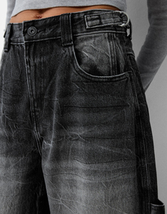 Jean en denim délavé clair pour femme, taille haute, coupe skinny droite, respirant, écologique, résistant à la décoloration, avec fente à l'ourlet, décontracté, longueur complète - Product Image 6