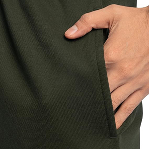 Pantalon de jogging décontracté pour homme en coton vert olive, taille élastique, poches latérales, respirant, poids moyen, idéal pour l'automne - Product Image 3
