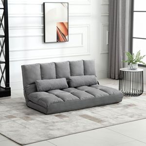 Divano Letto Pieghevole Grigio Chiaro Convertibile con Chaise Longue Regolabile e Cuscini - Product Image 2