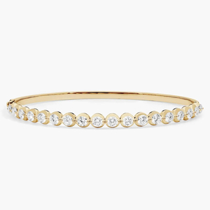 Bracelet jonc en or jaune brillant serti de diamants de laboratoire, bracelet tennis éblouissant avec diamants de laboratoire taille ronde - Product Image 1