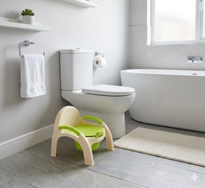 Plastic Commode Chair with Armrests Removable Waste Bowl Stackable Toilet <b>Training</b> Seat Portable Compact Household Utility Stool - Product Image 1