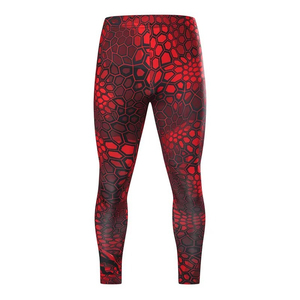<b>Men</b> Red Compression <b>Leggings</b> Anti-Bacterial Breathable Elastic Waist <b>for</b> <b>Gym</b> MMA Running Fitness & Sports Training - Product Image 1