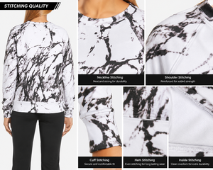Women's Crew Neck Sweatshirt Full Sleeve Marble Print Knitted 100% Polyester Autumn Fashion <b>Top</b> <b>Sweat</b> Shirts - Product Image 6