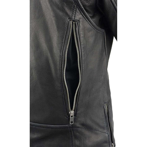 SAMROZ SPORTS Women's Black Leather Lightweight Racer Jacket - Product Image 2