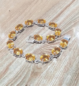 Pulsera de Piedras Preciosas de Citrino y Topacio Natural, Plata de Ley 925, Hecha a Mano, Piedra Amarilla Dorada, Joyería de Alta Gama, Venta al Por Mayor - Product Image 1