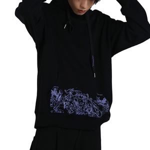 Hoodies à capuche unis à manches longues côtelées, personnalisables avec impression sur mesure, faible MOQ, en mélange de coton 100%, vêtements de mode - Product Image 3