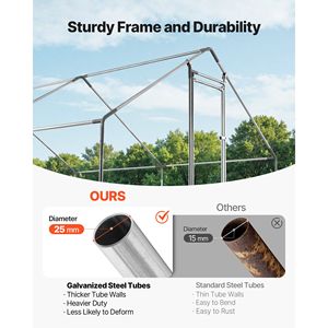 Grand poulailler métallique 9,8x9,8x6,6 pieds avec enclos accessible pour les poulets, couverture imperméable, structure robuste et toit en pente - Product Image 3