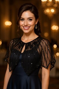 Nuevo Poncho de Fiesta de Noche para Mujer, Talla Grande, con Lentejuelas y Flecos Largos Brillantes, Dorado, para Otoño - Product Image 4