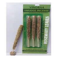 Diffuseur d'aromathérapie à base de plantes en gros fournit des bâtons d'encens de feuille de romarin de 6 pouces avec des supports de bâton en bambou