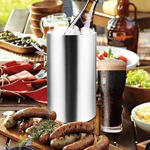 Seau à vin isotherme double paroi en acier inoxydable robuste pour fêtes, garde les bouteilles de vin et de champagne au frais, portable - Product Image 4