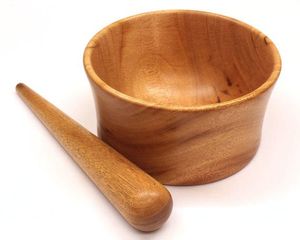 ครกไม้แบบดั้งเดิมสำหรับบดเครื่องเทศ สมุนไพร กระเทียม และใช้ในครัว - Product Image 1