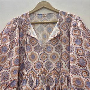 Vestido casual midi de mujer, 100% algodón, liso, manga corta, cintura imperio, estilo babydoll, cuello en V, holgado, para uso diario. - Product Image 1