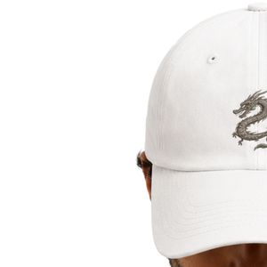 หมวกเบสบอลปักลายมังกรขาว ปรับขนาดได้ ผ้าฝ้าย สไตล์ Dad Hat มินิมอล สตรีทแวร์ แฟชั่น ยูนิเซ็กซ์ รับผลิตตามแบบ OEM ODM ขายส่ง - Product Image 3