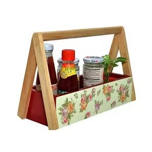 Modern Design Wooden <b>Caddy</b> with Scoop Handle Four-Section <b>Kitchen</b> Multipurpose Organizer and Cutlery Holder for Tableware <b>caddy</b> - Product Image 5