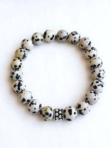 Pulsera de amor de jaspe dálmata natural para mujeres y hombres, pulsera de piedra con cuentas elásticas de energía curativa, lo mejor para regalo - Product Image 3