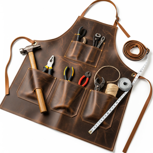 Premium Heavy Duty <b>Leather</b> Tool <b>Apron</b> with Multiple Pockets for Workshop Carpentry Woodworking Kitchen & Industrial Use OEM ODM - Product Image 1