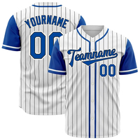 Maillot de baseball pour homme, rayé, manches courtes, polyester, fermeture à boutons, nom et numéro personnalisés, évacuation de l'humidité