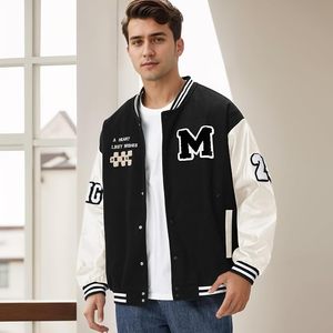 เสื้อแจ็คเก็ตทีมกีฬาสำหรับผู้ชาย เสื้อแจ็คเก็ตบอมเบอร์แบบ Letterman สไตล์โมเดิร์นสำหรับผู้ชาย - Product Image 2