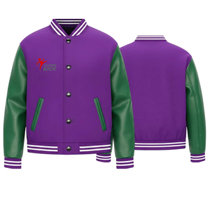 Chaquetas Varsity de Mezclilla con Piel de Oveja Premium para Hombre y Mujer, Logotipo Personalizado, Ropa Urbana de Otoño, Chaquetas Universitarias - Product Image 1