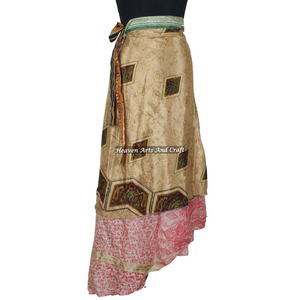 ¡Increíble Descuento al por Mayor! Falda Larga de Seda Vintage para Playa, 100 Piezas, 2 Capas, Reversible, Estilo Sari Mágico - Product Image 1