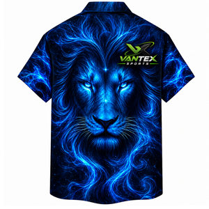 Camisa Hawaiana Vantex Sports para Hombre, Manga Corta, Estampado Floral Azul, Transpirable, Cuello Camisero, Popelina, Estilo Urbano, para Verano - Product Image 2